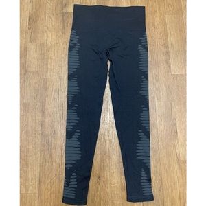 SPANX Black Leggings Gray Detail On Side Full Length Size Large